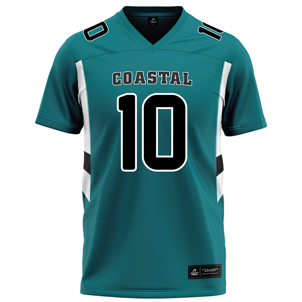 Coastal Carolina - NCAA Football : Travis Roman - Teal Football Jersey-0