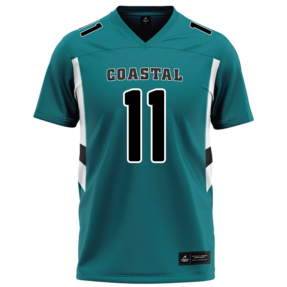 Coastal Carolina - NCAA Football : Braxton Starnes - Teal Football Jersey-0