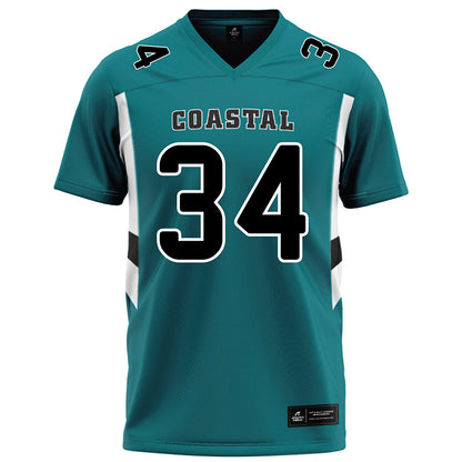 Coastal Carolina - NCAA Football : Wyatt Gedeon - Teal Football Jersey-0