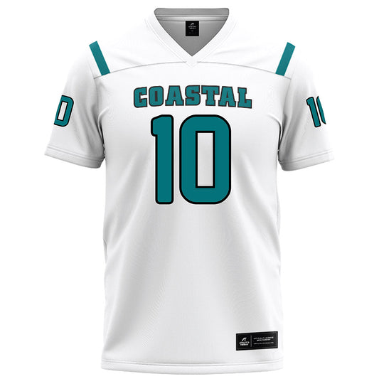 Coastal Carolina - NCAA Football : Travis Roman - White Football Jersey-0