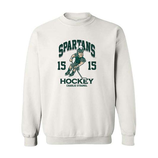 Michigan State - NCAA Men's Ice Hockey : Charlie Stramel - Fashion Shersey Crewneck Sweatshirt-0