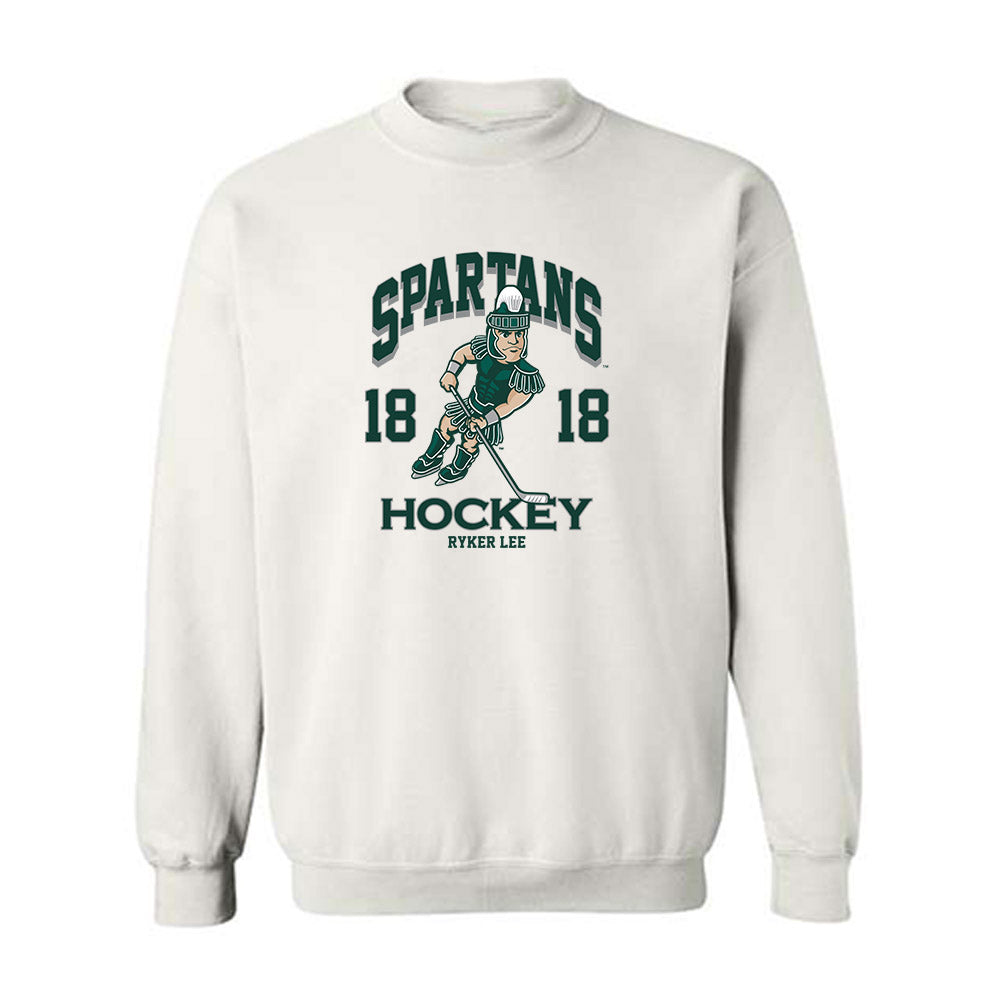 Michigan State - NCAA Men's Ice Hockey : Ryker Lee - Fashion Shersey Crewneck Sweatshirt-0