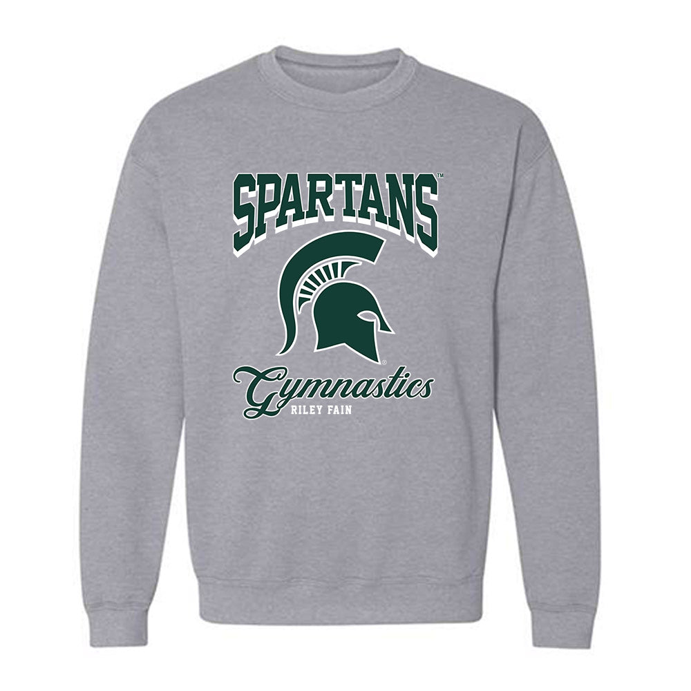 Michigan State - NCAA Women's Gymnastics : Riley Fain - Fashion Shersey Crewneck Sweatshirt-0