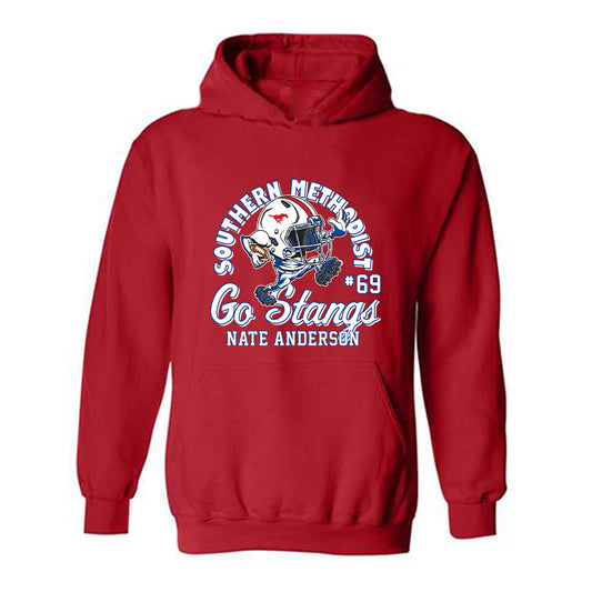 SMU - NCAA Football : Nate Anderson - Fashion Shersey Hooded Sweatshirt-0