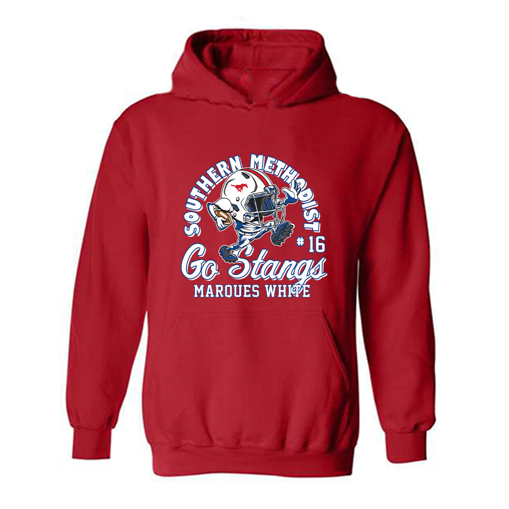 SMU - NCAA Football : Marques White - Fashion Shersey Hooded Sweatshirt-0