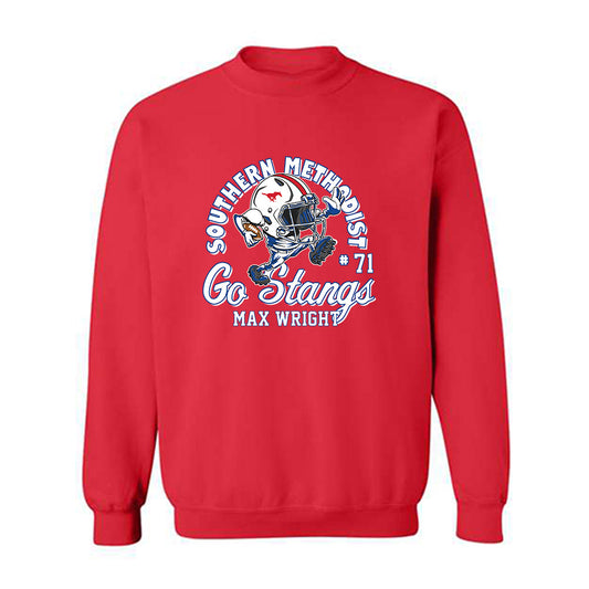 SMU - NCAA Football : Max Wright - Fashion Shersey Crewneck Sweatshirt-0