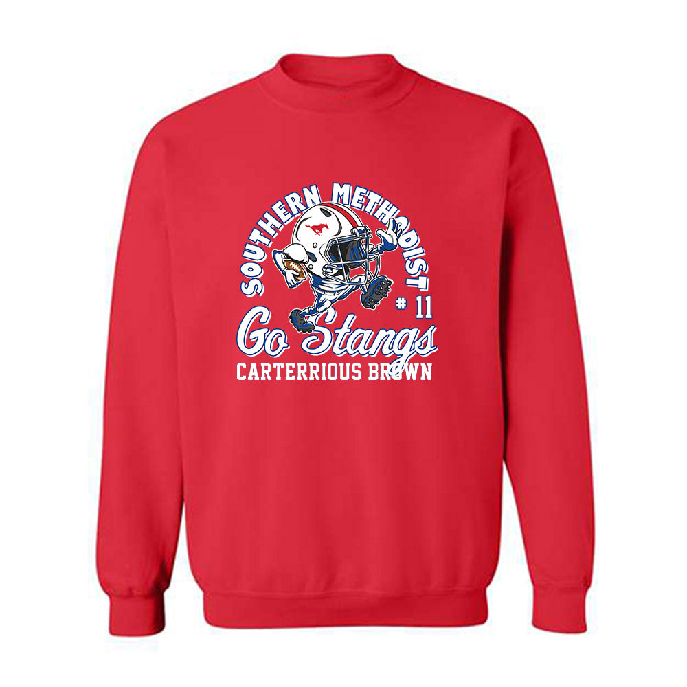 SMU - NCAA Football : Carterrious Brown - Fashion Shersey Crewneck Sweatshirt-0
