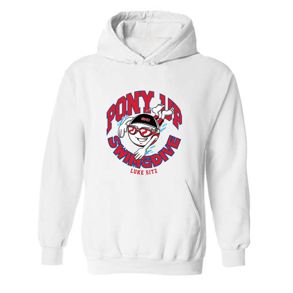 SMU - NCAA Men's Swimming & Diving : Luke Sitz - Fashion Shersey Hooded Sweatshirt-0