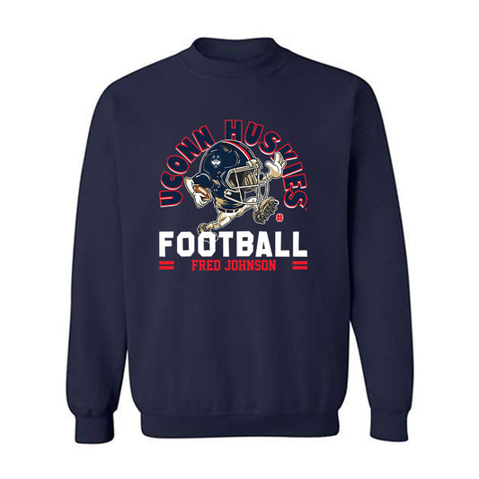 UConn - NCAA Football : Fred Johnson - Fashion Shersey Crewneck Sweatshirt-0