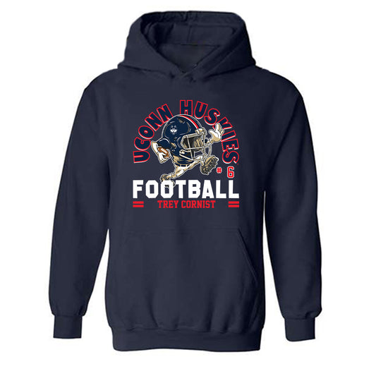 UConn - NCAA Football : Trey Cornist - Fashion Shersey Hooded Sweatshirt-0
