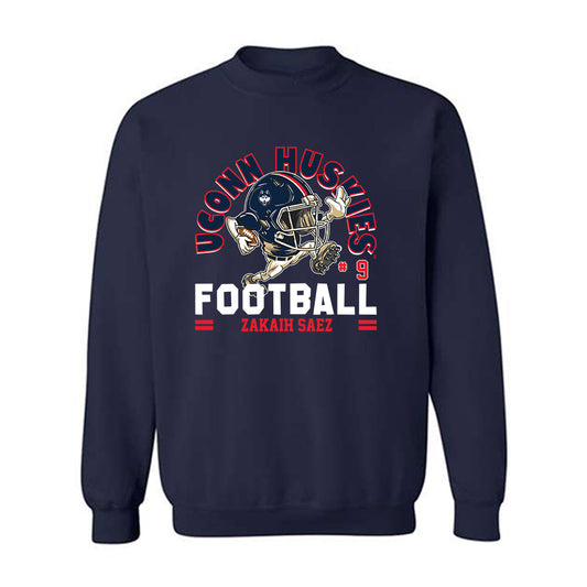 UConn - NCAA Football : Zakaih Saez - Fashion Shersey Crewneck Sweatshirt-0