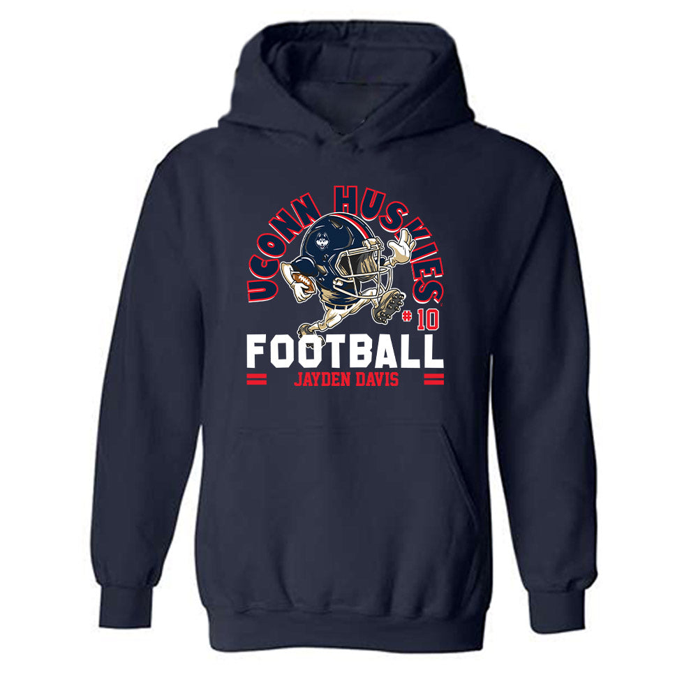 UConn - NCAA Football : Jayden Davis - Fashion Shersey Hooded Sweatshirt-0