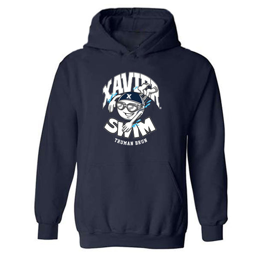Xavier - NCAA Men's Swimming & Diving : Truman Brun - Fashion Shersey Hooded Sweatshirt-0