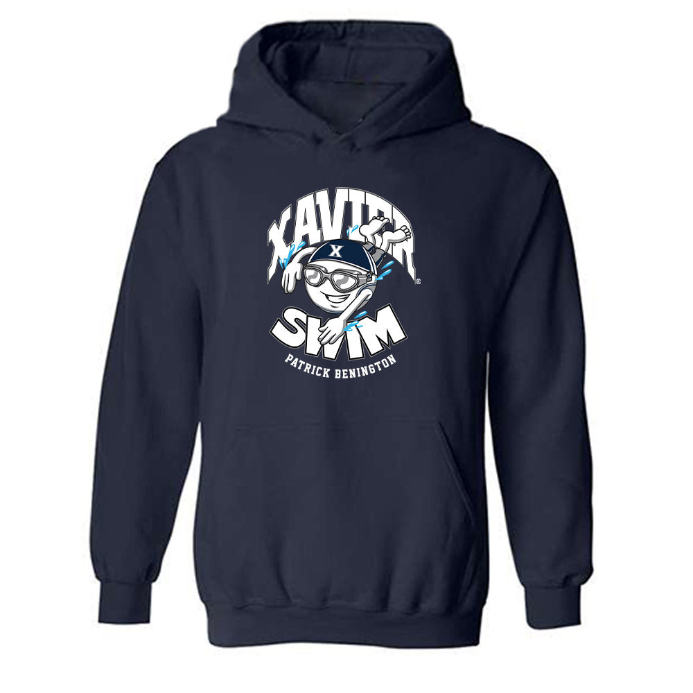 Xavier - NCAA Men's Swimming & Diving : Patrick Benington - Fashion Shersey Hooded Sweatshirt-0