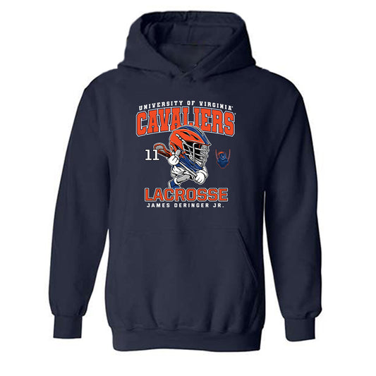 Virginia - NCAA Men's Lacrosse : James Deringer Jr. - Fashion Shersey Hooded Sweatshirt-0