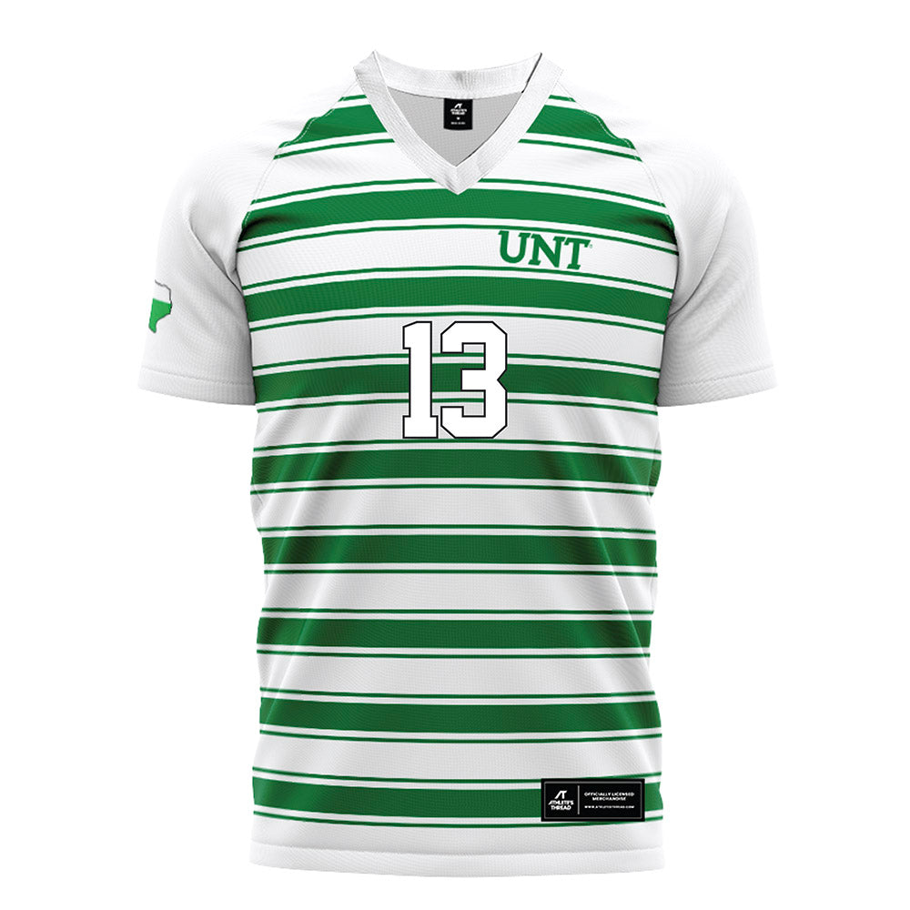 North Texas - NCAA Women's Soccer : Alexis Miller - White Stripe Soccer Jersey-0