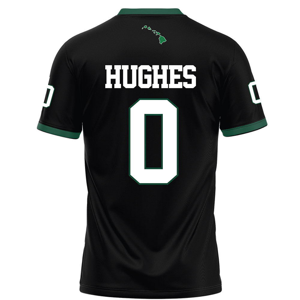Hawaii - NCAA Football : Jeremiah Hughes - Black Football Jersey-1