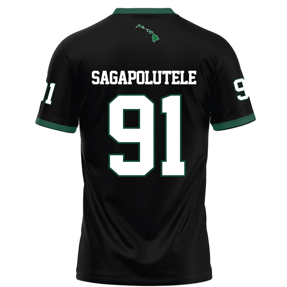 Hawaii - NCAA Football : Joshua sagapolutele - Black Football Jersey-1