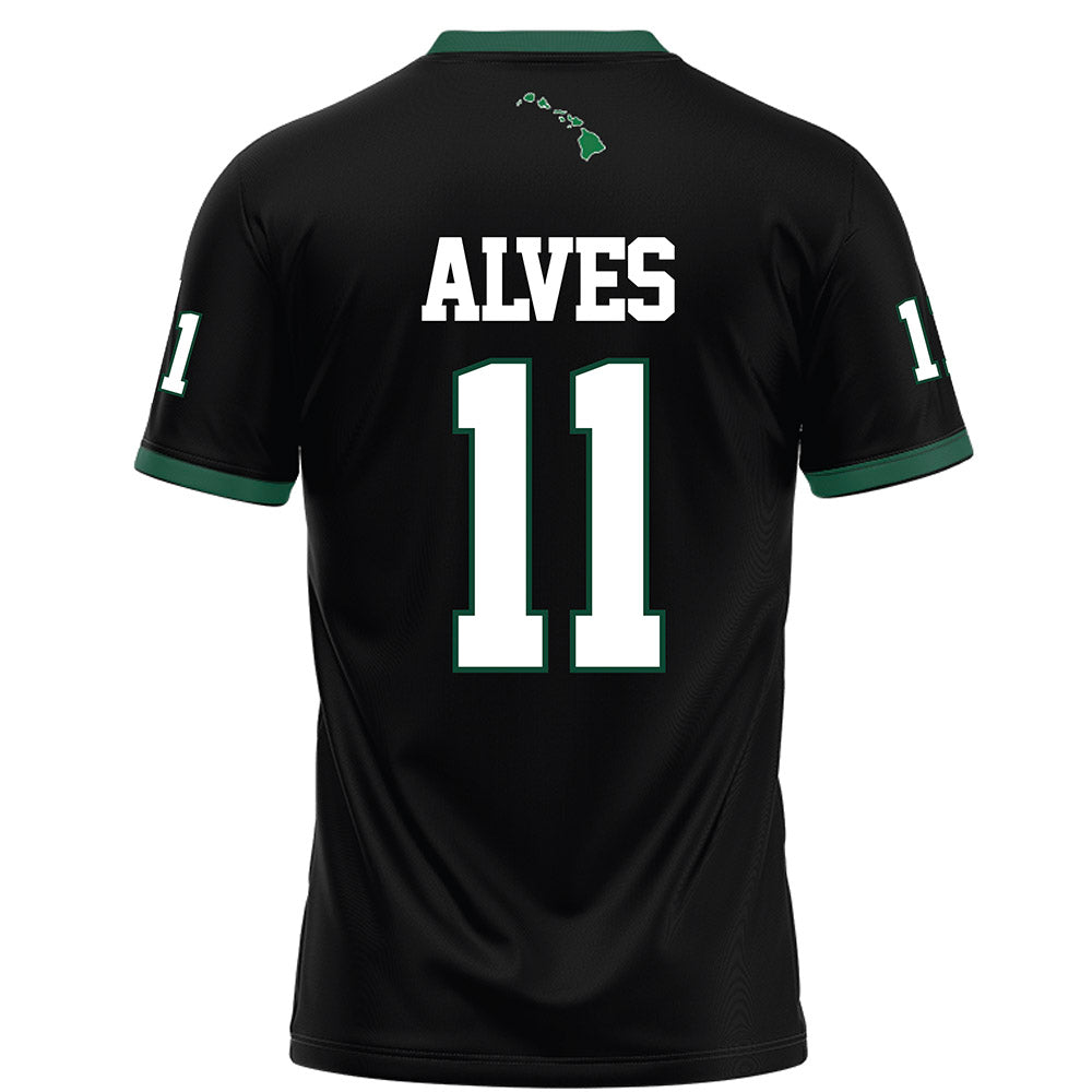 Hawaii - NCAA Football : Devin Alves - Black Football Jersey-1