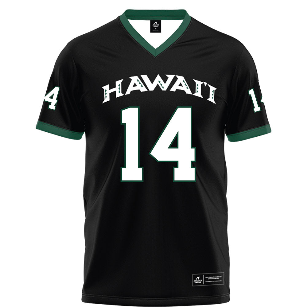 Hawaii - NCAA Football : Maika Eugenio - Black Football Jersey-0