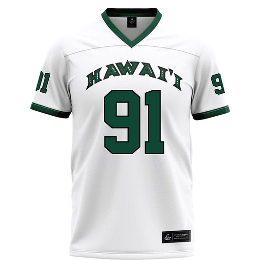 Hawaii - NCAA Football : Josh Sagapolutele - White Football Jersey-0