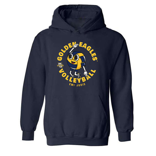 Marquette - NCAA Women's Volleyball : Emi Juric - Fashion Shersey Hooded Sweatshirt-0