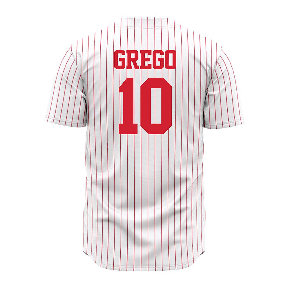 Nebraska - NCAA Baseball : Drew Grego - Pinstripe Jersey-1