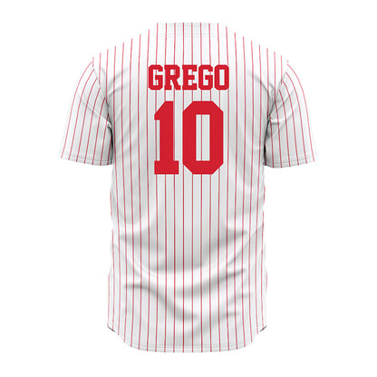 Nebraska - NCAA Baseball : Drew Grego - Pinstripe Jersey-1