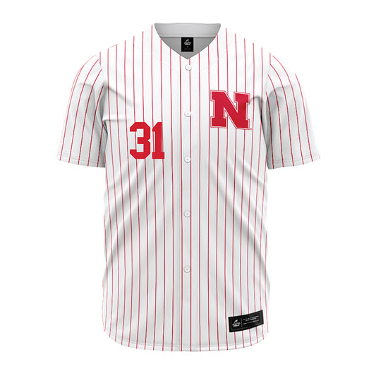 Nebraska - NCAA Baseball : Auden Pankonin - Pinstripe Jersey-0