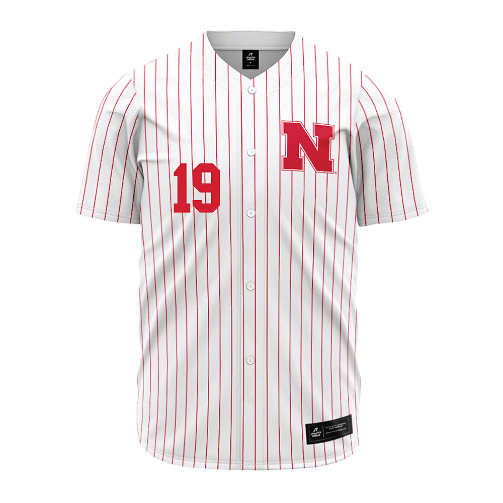 Nebraska - NCAA Baseball : Cooper Katskee - Pinstripe Jersey-0
