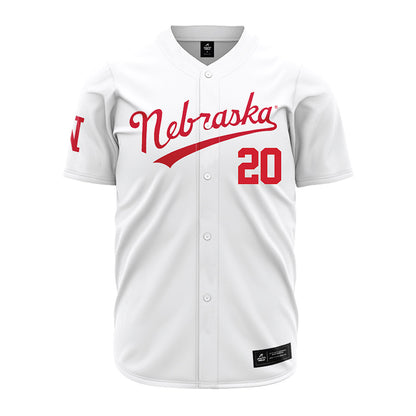 Nebraska - NCAA Baseball : Kevin Mannell - White Jersey-0