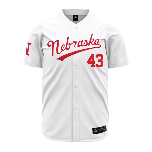 Nebraska - NCAA Baseball : Cooper Grace - White Jersey-0