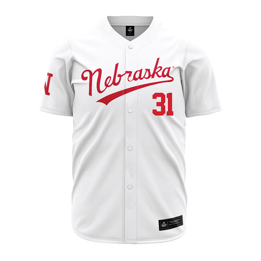 Nebraska - NCAA Baseball : Auden Pankonin - White Jersey-0