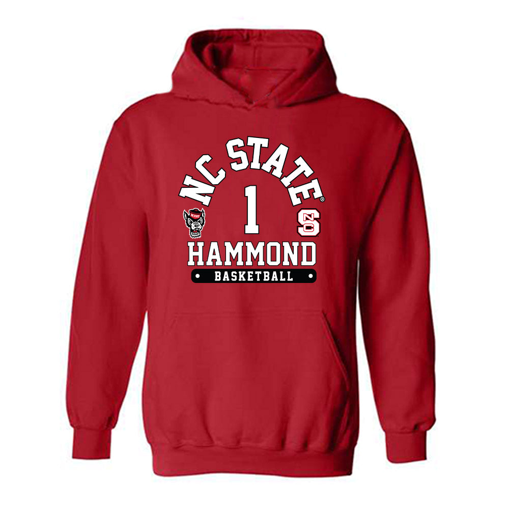 NC State - NCAA Men's Basketball : Christian Hammond - Fashion Shersey Hooded Sweatshirt-0