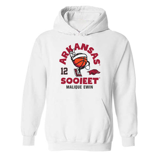 Arkansas - NCAA Men's Basketball : Malique Ewin - Fashion Shersey Hooded Sweatshirt-0