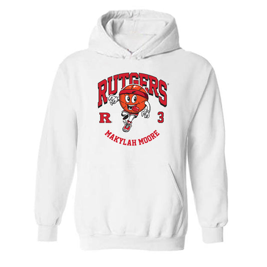 Rutgers - NCAA Women's Basketball : Makylah Moore - Fashion Shersey Hooded Sweatshirt-0