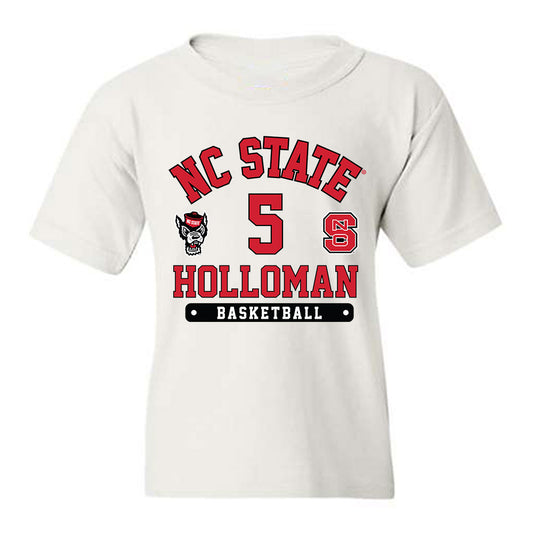 NC State - NCAA Men's Basketball : Tre Holloman - Fashion Shersey Youth T-Shirt-0