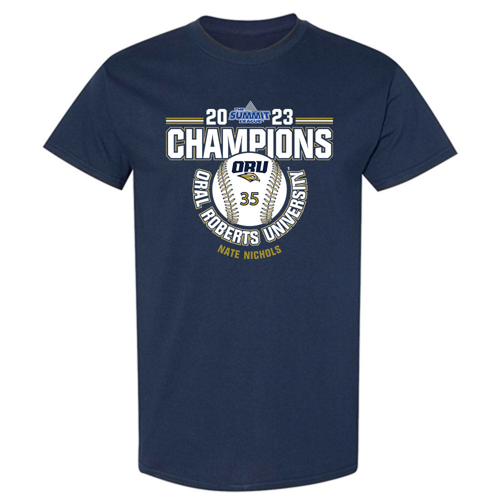 Oral Roberts - NCAA Baseball : Nate Nichols - Sports Shersey T-Shirt-0
