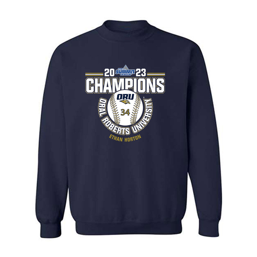 Oral Roberts - NCAA Baseball : Ethan Horton - Sports Shersey Crewneck Sweatshirt-0
