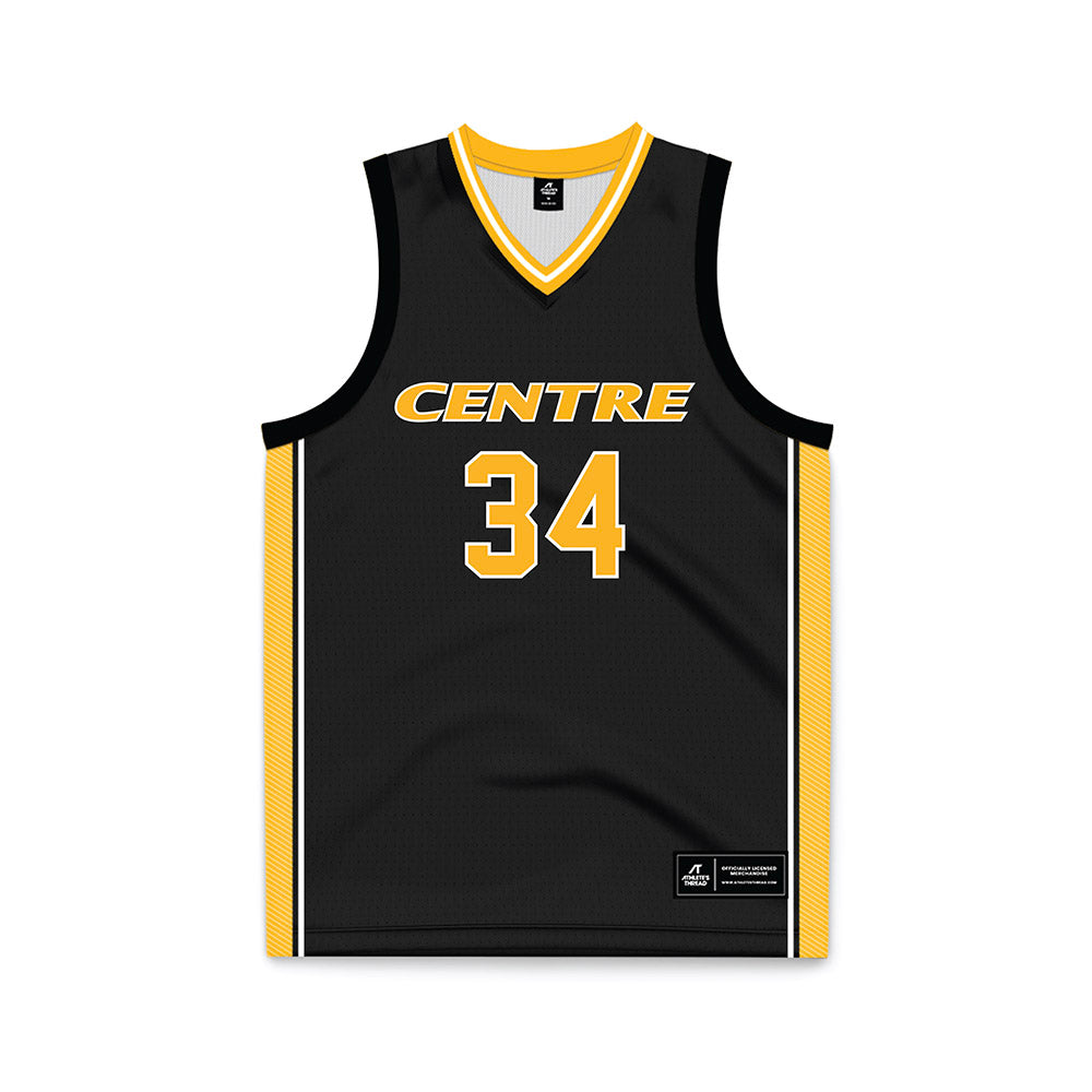 Centre College - NCAA Men's Basketball : Garrison Hildebrant - Black Basketball Jersey-0