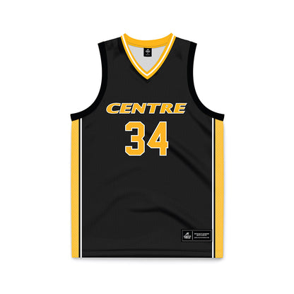 Centre College - NCAA Men's Basketball : Garrison Hildebrant - Black Basketball Jersey-0