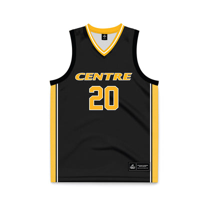 Centre College - NCAA Men's Basketball : Johnny Djema - Black Basketball Jersey-0