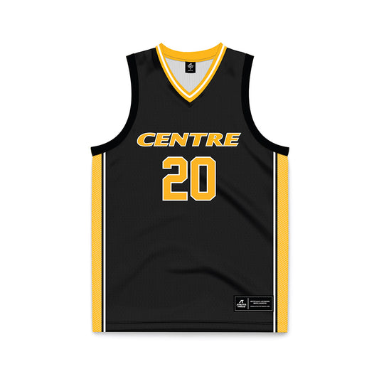 Centre College - NCAA Men's Basketball : Johnny Djema - Black Basketball Jersey-0