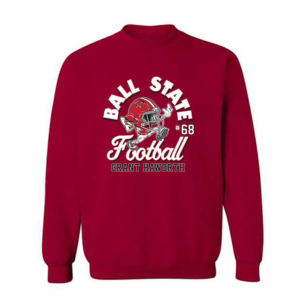 Ball State - NCAA Football : Grant Haworth - Fashion Shersey Crewneck Sweatshirt-0