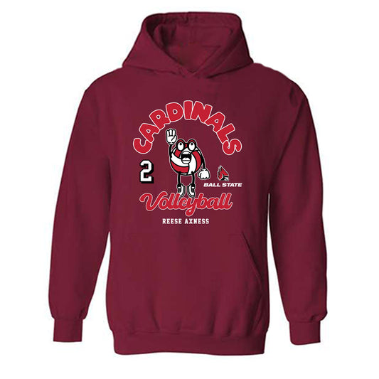 Ball State - NCAA Women's Volleyball : Reese Axness - Fashion Shersey Hooded Sweatshirt-0