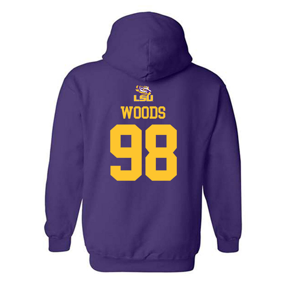 LSU - NCAA Football : Achilles Woods - Replica Shersey Hooded Sweatshirt-1