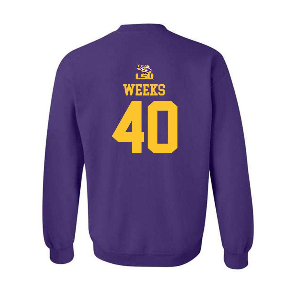 LSU - NCAA Football : Whit Weeks - Replica Shersey Crewneck Sweatshirt-1