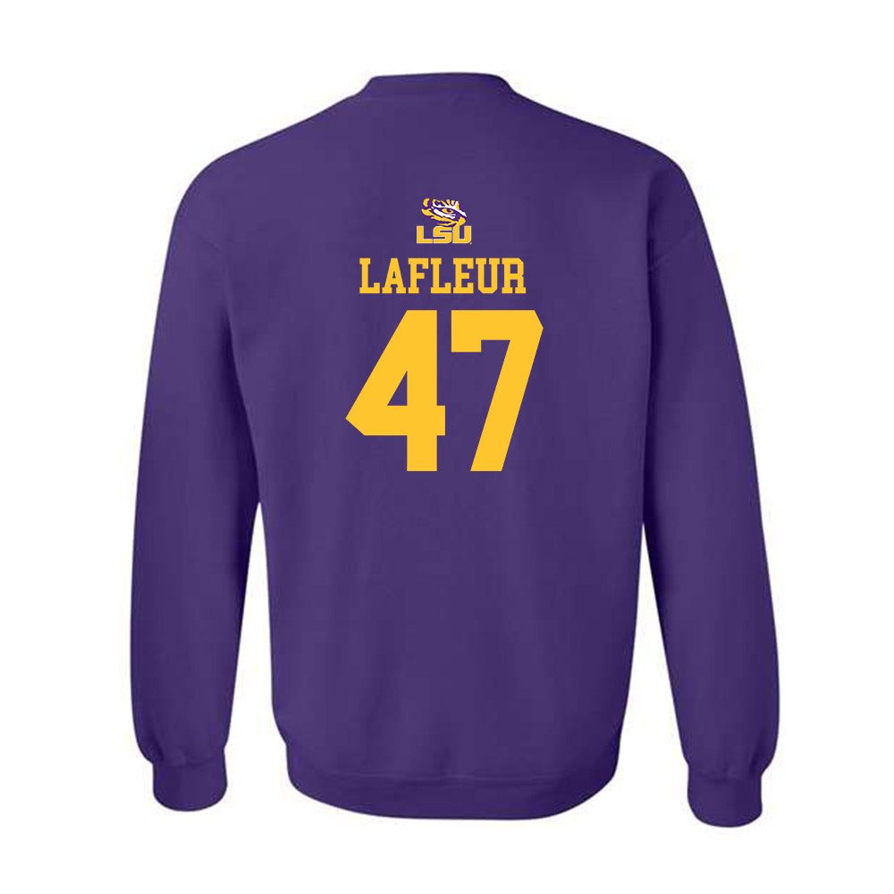 LSU - NCAA Football : JD LaFleur - Replica Shersey Crewneck Sweatshirt-1