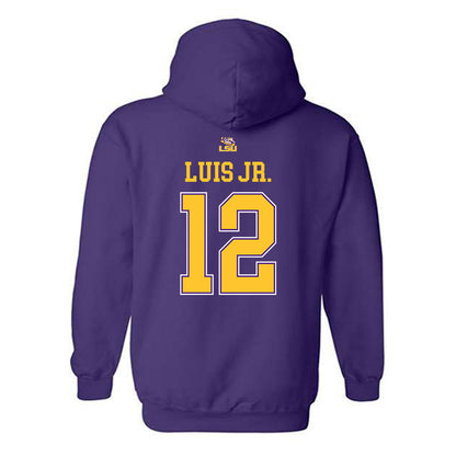 LSU - NCAA Men's Basketball : RJ Luis Jr. - Replica Shersey Hooded Sweatshirt-1