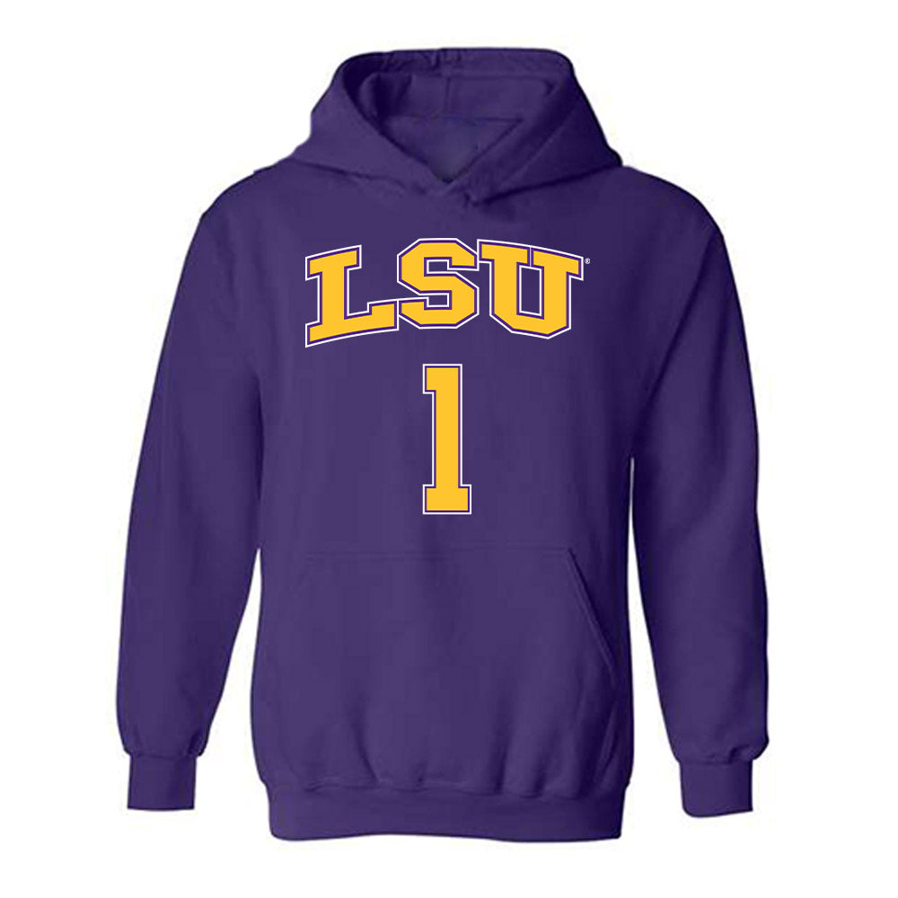LSU - NCAA Men's Basketball : Abdi Bashir - Replica Shersey Hooded Sweatshirt-0